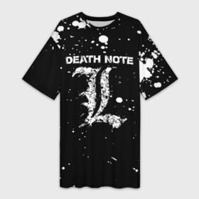 Платье-футболка 3D с принтом Death Note в Кировске,  |  | anime | death note | kira | manga | ryuk | аниме | герой | детектив | детнот | детх нот | детхнот | дэсу ното | иероглиф | кандзи | кира | манга | миса | риюк | рьюзаки | рюзаки | рюк | синигами | тетрадка | эл | э