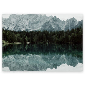 Поздравительная открытка с принтом отражение горы в озере в Кировске, 100% бумага | плотность бумаги 280 г/м2, матовая, на обратной стороне линовка и место для марки
 | гора | горы | озеро | отражение горы | природа