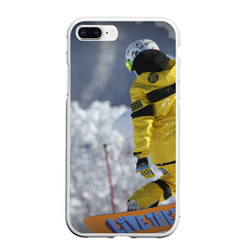 Чехол для iPhone 7Plus/8 Plus матовый с принтом сноубордист в Кировске, Силикон | Область печати: задняя сторона чехла, без боковых панелей | snowboard | прыжок | сноуборд | сноубординг | сноубордист | экстрим