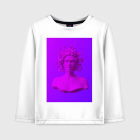 Детский лонгслив хлопок с принтом Vaporwave art 1-1 в Кировске, 100% хлопок | круглый вырез горловины, полуприлегающий силуэт, длина до линии бедер | aesthetic | electronica | music | киберпанк | лаунж | музыка | поп | скульптура