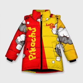 Зимняя куртка для девочек 3D с принтом Pikachu в Кировске, ткань верха — 100% полиэстер; подклад — 100% полиэстер, утеплитель — 100% полиэстер. | длина ниже бедра, удлиненная спинка, воротник стойка и отстегивающийся капюшон. Есть боковые карманы с листочкой на кнопках, утяжки по низу изделия и внутренний карман на молнии. 

Предусмотрены светоотражающий принт на спинке, радужный светоотражающий элемент на пуллере молнии и на резинке для утяжки. | battle | drawing | entei | lugia | metagross | pikachu | pokemon | zapdos | брок | бульбазавр | детектив | монстр | пикачу | покемон | эш