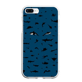Чехол для iPhone 7Plus/8 Plus матовый с принтом Fish в Кировске, Силикон | Область печати: задняя сторона чехла, без боковых панелей | dolphin | fish | killer whale | see life | shark | акула | дельфин | касатка | морские обитатели | рыба