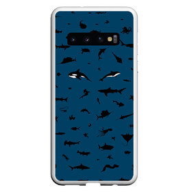 Чехол для Samsung Galaxy S10 с принтом Fish в Кировске, Силикон | Область печати: задняя сторона чехла, без боковых панелей | dolphin | fish | killer whale | see life | shark | акула | дельфин | касатка | морские обитатели | рыба