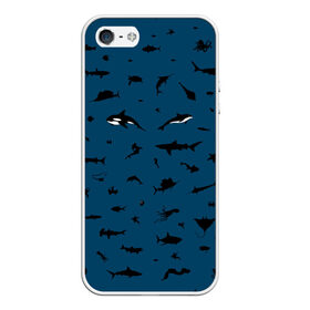 Чехол для iPhone 5/5S матовый с принтом Fish в Кировске, Силикон | Область печати: задняя сторона чехла, без боковых панелей | dolphin | fish | killer whale | see life | shark | акула | дельфин | касатка | морские обитатели | рыба