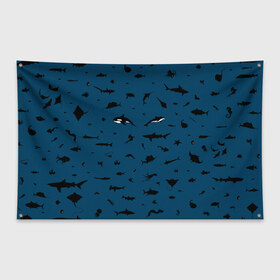 Флаг-баннер с принтом Fish в Кировске, 100% полиэстер | размер 67 х 109 см, плотность ткани — 95 г/м2; по краям флага есть четыре люверса для крепления | dolphin | fish | killer whale | see life | shark | акула | дельфин | касатка | морские обитатели | рыба
