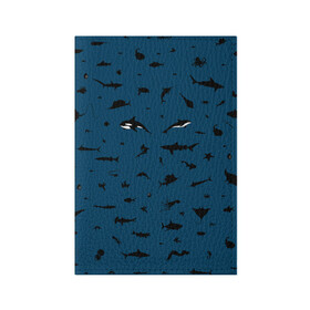 Обложка для паспорта матовая кожа с принтом Fish в Кировске, натуральная матовая кожа | размер 19,3 х 13,7 см; прозрачные пластиковые крепления | dolphin | fish | killer whale | see life | shark | акула | дельфин | касатка | морские обитатели | рыба