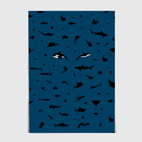 Постер с принтом Fish в Кировске, 100% бумага
 | бумага, плотность 150 мг. Матовая, но за счет высокого коэффициента гладкости имеет небольшой блеск и дает на свету блики, но в отличии от глянцевой бумаги не покрыта лаком | dolphin | fish | killer whale | see life | shark | акула | дельфин | касатка | морские обитатели | рыба