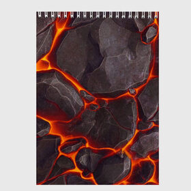 Скетчбук с принтом лава в Кировске, 100% бумага
 | 48 листов, плотность листов — 100 г/м2, плотность картонной обложки — 250 г/м2. Листы скреплены сверху удобной пружинной спиралью | Тематика изображения на принте: lava | stones | texture | volcanic | вулканический | камни | лава | текстура