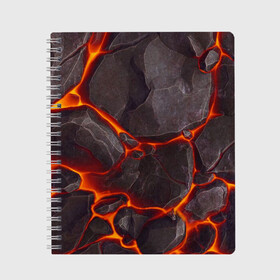 Тетрадь с принтом лава в Кировске, 100% бумага | 48 листов, плотность листов — 60 г/м2, плотность картонной обложки — 250 г/м2. Листы скреплены сбоку удобной пружинной спиралью. Уголки страниц и обложки скругленные. Цвет линий — светло-серый
 | Тематика изображения на принте: lava | stones | texture | volcanic | вулканический | камни | лава | текстура