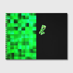Альбом для рисования с принтом MINECRAFT CREEPER в Кировске, 100% бумага
 | матовая бумага, плотность 200 мг. | blox | creeper | dungeons | game | geometry | green | neon | pixel | steve | алекс | детям | зелень | игра | кислотный | крипер | куб | логотипы игр | майнкрафт | мальчикам | мобы | неоновый | пиксель | пиксельный | подземелья