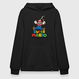 Худи SuperOversize хлопок с принтом Super Mario в Кировске, 70% хлопок, 30% полиэстер, мягкий начес внутри | карман-кенгуру, эластичная резинка на манжетах и по нижней кромке, двухслойный капюшон
 | game | mario kart live home circuit | super mario | super mario 3d world | super mario 64 | super mario galaxy | super mario sunshine | гумба | игра super mario | игра марио | йоши | купалинги | лакиту | луиджи | марио | надпись | нинтендо | 