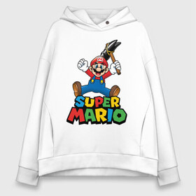 Женское худи Oversize хлопок с принтом Super Mario в Кировске, френч-терри — 70% хлопок, 30% полиэстер. Мягкий теплый начес внутри —100% хлопок | боковые карманы, эластичные манжеты и нижняя кромка, капюшон на магнитной кнопке | Тематика изображения на принте: game | mario kart live home circuit | super mario | super mario 3d world | super mario 64 | super mario galaxy | super mario sunshine | гумба | игра super mario | игра марио | йоши | купалинги | лакиту | луиджи | марио | надпись | нинтендо | 