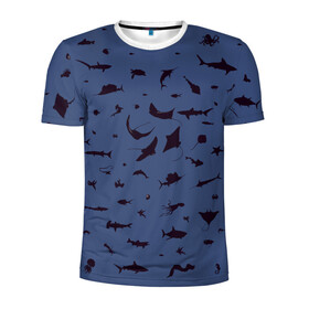 Мужская футболка 3D спортивная с принтом Manta в Кировске, 100% полиэстер с улучшенными характеристиками | приталенный силуэт, круглая горловина, широкие плечи, сужается к линии бедра | dolphin | fish | killer whale | manta | see life | shark | акула | дельфин | касатка | морские обитатели | рыба
