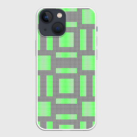 Чехол для iPhone 13 mini с принтом Пиксели зеленые в Кировске,  |  | Тематика изображения на принте: геометрия | зеленые | квадраты | орнамент | па терн | пиксели | узор