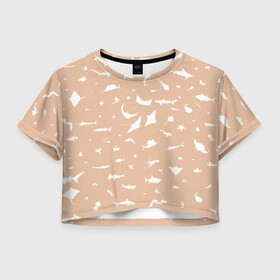 Женская футболка Crop-top 3D с принтом Manta 2 в Кировске, 100% полиэстер | круглая горловина, длина футболки до линии талии, рукава с отворотами | dolphin | fish | killer whale | manta | see life | shark | акула | дельфин | касатка | морские жители | рыба