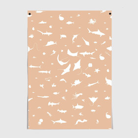 Постер с принтом Manta 2 в Кировске, 100% бумага
 | бумага, плотность 150 мг. Матовая, но за счет высокого коэффициента гладкости имеет небольшой блеск и дает на свету блики, но в отличии от глянцевой бумаги не покрыта лаком | dolphin | fish | killer whale | manta | see life | shark | акула | дельфин | касатка | морские жители | рыба