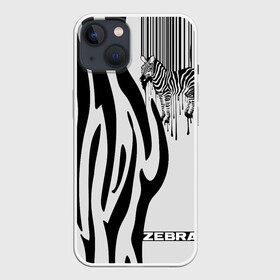 Чехол для iPhone 13 с принтом Zebra в Кировске,  |  | животное | зебра | полосы | черный | штрихкод