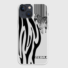 Чехол для iPhone 13 mini с принтом Zebra в Кировске,  |  | животное | зебра | полосы | черный | штрихкод