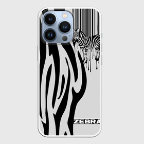 Чехол для iPhone 13 Pro с принтом Zebra в Кировске,  |  | Тематика изображения на принте: животное | зебра | полосы | черный | штрихкод