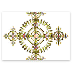 Поздравительная открытка с принтом Gabriella в Кировске, 100% бумага | плотность бумаги 280 г/м2, матовая, на обратной стороне линовка и место для марки
 | abstraction | circles | fractal | pattern | symmetry | абстракция | круги | симметрия | узор | фрактал