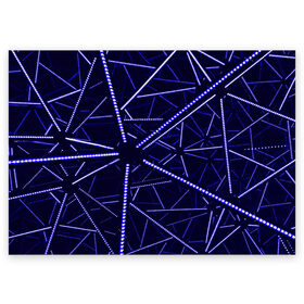 Поздравительная открытка с принтом BlueGANG в Кировске, 100% бумага | плотность бумаги 280 г/м2, матовая, на обратной стороне линовка и место для марки
 | abstraction | blue | forms | glow | led | neon | абстракция | неон | светодиод | свечение | синий | формы