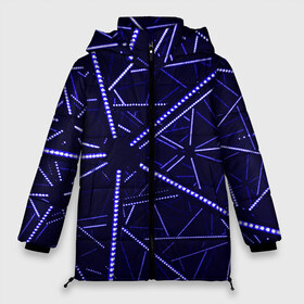 Женская зимняя куртка 3D с принтом BlueGANG в Кировске, верх — 100% полиэстер; подкладка — 100% полиэстер; утеплитель — 100% полиэстер | длина ниже бедра, силуэт Оверсайз. Есть воротник-стойка, отстегивающийся капюшон и ветрозащитная планка. 

Боковые карманы с листочкой на кнопках и внутренний карман на молнии | abstraction | blue | forms | glow | led | neon | абстракция | неон | светодиод | свечение | синий | формы