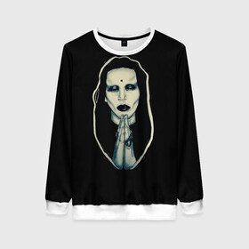 Женский свитшот 3D с принтом Marilyn Manson в Кировске, 100% полиэстер с мягким внутренним слоем | круглый вырез горловины, мягкая резинка на манжетах и поясе, свободная посадка по фигуре | manson | marilyn | marilyn manson | мэнсон | мэрилин | мэрилин мэнсон
