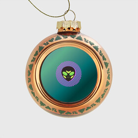 Стеклянный ёлочный шар с принтом Инопланетяша на зеленом фоне в Кировске, Стекло | Диаметр: 80 мм | градиент | зеленый | инопланетянин | круг | лицо | наука | нло | подарок | полоски | пришелец | улыбка | фантастика | фиолетовый
