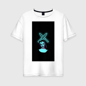 Женская футболка хлопок Oversize с принтом NEON ART 11-21 в Кировске, 100% хлопок | свободный крой, круглый ворот, спущенный рукав, длина до линии бедер
 | art | neon aesthetic | neon art | vaporwave art | цифровые файлы