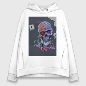 Женское худи Oversize хлопок с принтом Cyberpunk ART NEON 1 в Кировске, френч-терри — 70% хлопок, 30% полиэстер. Мягкий теплый начес внутри —100% хлопок | боковые карманы, эластичные манжеты и нижняя кромка, капюшон на магнитной кнопке | art | cyberpunk art | neon aesthetic | neon art | vaporwave art | киберпанк | цифровые файлы