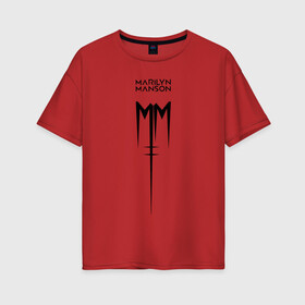Женская футболка хлопок Oversize с принтом TRDMrnMsn Marilyn Manson в Кировске, 100% хлопок | свободный крой, круглый ворот, спущенный рукав, длина до линии бедер
 | art | logo | manson | marilyn | rock | usa | великий | лого | логотип | мэнсон | мэрилин | рок | ужасный