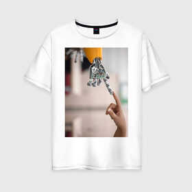 Женская футболка хлопок Oversize с принтом Искусственный интеллект в Кировске, 100% хлопок | свободный крой, круглый ворот, спущенный рукав, длина до линии бедер
 | будущее | искусственный интеллект | робот | технологии | человек
