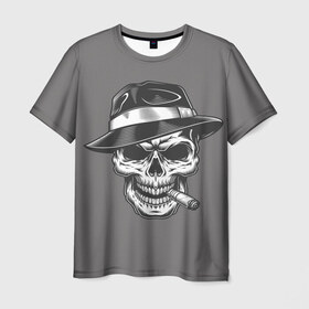 Мужская футболка 3D с принтом Череп в Кировске, 100% полиэфир | прямой крой, круглый вырез горловины, длина до линии бедер | бандит | гангстер | мафия | череп