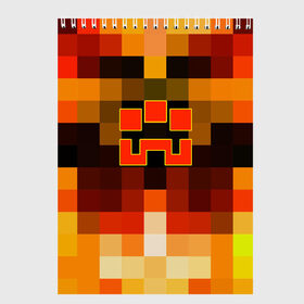 Скетчбук с принтом Minecraft Dungeons в Кировске, 100% бумага
 | 48 листов, плотность листов — 100 г/м2, плотность картонной обложки — 250 г/м2. Листы скреплены сверху удобной пружинной спиралью | blox | creeper | dungeons | geometry | logo games | orange | pixel | red | steve | алекс | геометрия | детям | крипер | куб | логотипы игр | майнкрафт | мальчикам | мобы | огненный | огонь | пигги | пиксель | пиксельный | подземелья