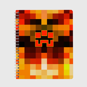 Тетрадь с принтом Minecraft Dungeons в Кировске, 100% бумага | 48 листов, плотность листов — 60 г/м2, плотность картонной обложки — 250 г/м2. Листы скреплены сбоку удобной пружинной спиралью. Уголки страниц и обложки скругленные. Цвет линий — светло-серый
 | blox | creeper | dungeons | geometry | logo games | orange | pixel | red | steve | алекс | геометрия | детям | крипер | куб | логотипы игр | майнкрафт | мальчикам | мобы | огненный | огонь | пигги | пиксель | пиксельный | подземелья