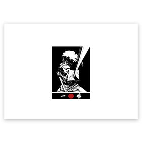Поздравительная открытка с принтом Афросамурай в Кировске, 100% бумага | плотность бумаги 280 г/м2, матовая, на обратной стороне линовка и место для марки
 | afro | afrosamurai | japan | samurai | афро | афросамурай | самурай | стиль | япония | японский