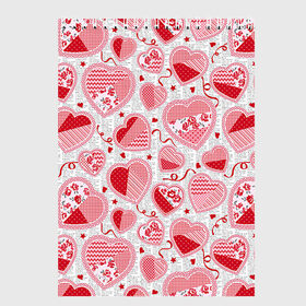 Скетчбук с принтом Розовые валентинки в Кировске, 100% бумага
 | 48 листов, плотность листов — 100 г/м2, плотность картонной обложки — 250 г/м2. Листы скреплены сверху удобной пружинной спиралью | арт | влюблённые | день влюблённых | день святого валентина | красный | рисунок | розовый | сердечко | сердца | сердце | середчки
