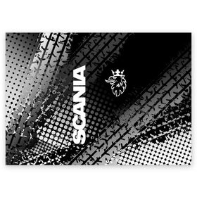 Поздравительная открытка с принтом Scania в Кировске, 100% бумага | плотность бумаги 280 г/м2, матовая, на обратной стороне линовка и место для марки
 | king of road | king of the road | saab | saab logo | scania | scania king | scania logo | грузовик | дальнобойщик | сааб | сканиа | скания | скания значок | скания лого | скания логотип | скания символ | шофер