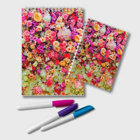Блокнот с принтом Цветы в Кировске, 100% бумага | 48 листов, плотность листов — 60 г/м2, плотность картонной обложки — 250 г/м2. Листы скреплены удобной пружинной спиралью. Цвет линий — светло-серый
 | Тематика изображения на принте: весна | красивые цветы | красота | милые цветы | орхидея | пион | роза | розы | ромашка | сад | сирень | фиалка | цветок | цветочки | цветы