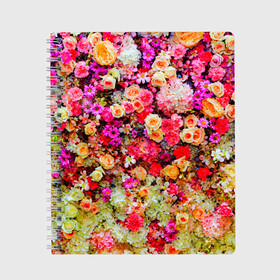 Тетрадь с принтом Цветы в Кировске, 100% бумага | 48 листов, плотность листов — 60 г/м2, плотность картонной обложки — 250 г/м2. Листы скреплены сбоку удобной пружинной спиралью. Уголки страниц и обложки скругленные. Цвет линий — светло-серый
 | Тематика изображения на принте: весна | красивые цветы | красота | милые цветы | орхидея | пион | роза | розы | ромашка | сад | сирень | фиалка | цветок | цветочки | цветы