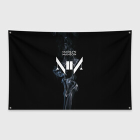 Флаг-баннер с принтом TRDMrnMsn Marilyn Manson в Кировске, 100% полиэстер | размер 67 х 109 см, плотность ткани — 95 г/м2; по краям флага есть четыре люверса для крепления | art | logo | manson | marilyn | rock | usa | великий | лого | логотип | мэнсон | мэрилин | рок | ужасный