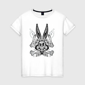 Женская футболка хлопок с принтом Bugs Bunny в Кировске, 100% хлопок | прямой крой, круглый вырез горловины, длина до линии бедер, слегка спущенное плечо | bugs bunny | looney tunes | vdzabma | багз банни | луни тюнз