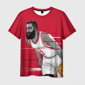 Мужская футболка 3D с принтом James Harden Houston Rockets в Кировске, 100% полиэфир | прямой крой, круглый вырез горловины, длина до линии бедер | 