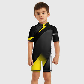 Детский купальный костюм 3D с принтом SPORT WEAR YELLOW в Кировске, Полиэстер 85%, Спандекс 15% | застежка на молнии на спине | abstraction | geometry | neon | sport | sport wear | texture | абстракция | брызги | геометрия | краски | красный | линии | неон | неоновый | полосы | соты | спорт | спортивная одежда | спортивная форма | текстура | фигуры