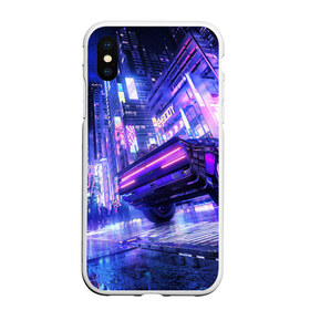 Чехол для iPhone XS Max матовый с принтом Cyberpunk city в Кировске, Силикон | Область печати: задняя сторона чехла, без боковых панелей | art | city | cyber | cyberpunk | japan | lights | lines | neon | punk | арт | город | кибер | киберпанк | япония