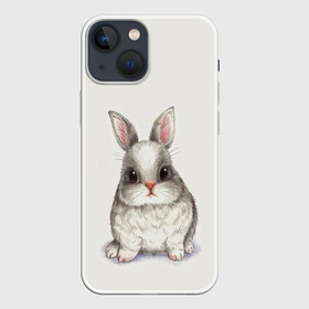Чехол для iPhone 13 mini с принтом зайка в Кировске,  |  | животные | зайка | заяц | звери | зевающий кот | кися | кот | котенок | котики | коты | кричащий кот | кролик | минимализм | питомцы | прикольные картинки