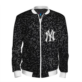 Мужской бомбер 3D с принтом New York Yankees в Кировске, 100% полиэстер | застегивается на молнию, по бокам два кармана без застежек, по низу бомбера и на воротнике - эластичная резинка | Тематика изображения на принте: baseball | fashion | game | glitch | new york | sport | бейсбол | игра | мода | нью йорк | спорт