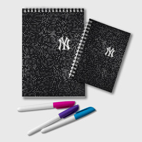 Блокнот с принтом New York Yankees в Кировске, 100% бумага | 48 листов, плотность листов — 60 г/м2, плотность картонной обложки — 250 г/м2. Листы скреплены удобной пружинной спиралью. Цвет линий — светло-серый
 | baseball | fashion | game | glitch | new york | sport | бейсбол | игра | мода | нью йорк | спорт