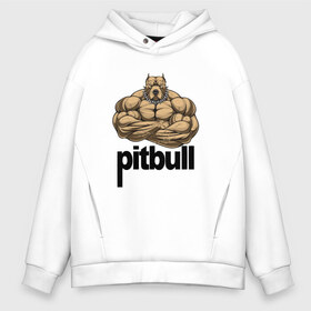 Мужское худи Oversize хлопок с принтом Pitbull в Кировске, френч-терри — 70% хлопок, 30% полиэстер. Мягкий теплый начес внутри —100% хлопок | боковые карманы, эластичные манжеты и нижняя кромка, капюшон на магнитной кнопке | 