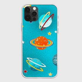Чехол для iPhone 12 Pro Max с принтом Необычные планеты в Кировске, Силикон |  | арт | бирюзовый | венера | звезда | звёзды | земля | марс | планета | планеты | рисунок | рисунок карандашом | сатурн | синий